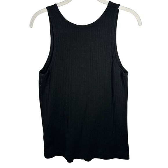 Helmut Lang Black Scoop Neck Ribbed 100% Cotton Sleeveless Top Women's Large - Picture 2 of 5